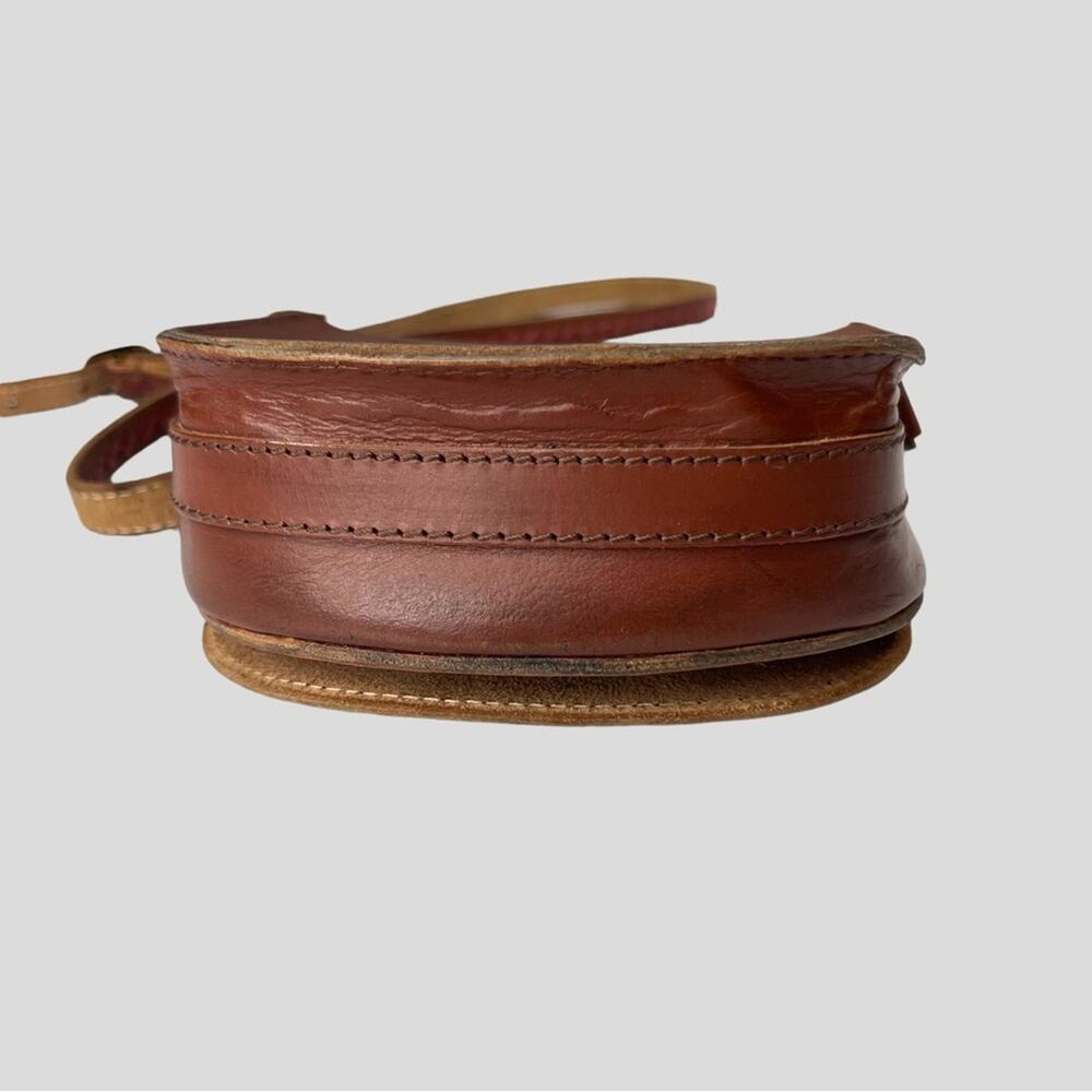 Jasper & Jeera Anthropologie Brown Leather Saddle Bag Crossbody Turn Lock Flap - Picture 6 of 16
